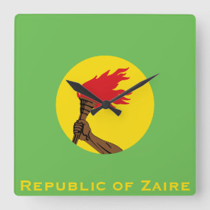 Flagge der Republik Zaire Quadratische Wanduhr