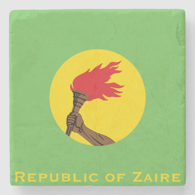 Flagge der Republik Zaire Steinuntersetzer (Vorderseite)