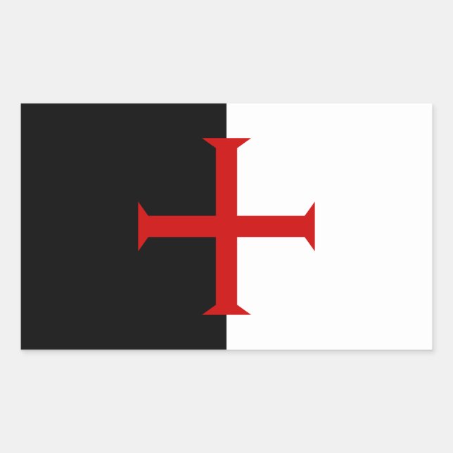 Flagge der Ritter Templar Rechteckiger Aufkleber (Vorderseite)