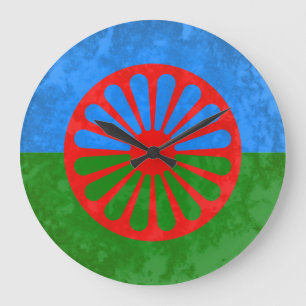 Flagge der Roma Große Wanduhr