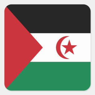 Flagge der Sahrawi-Arabischen Demokratischen Repub Quadratischer Aufkleber