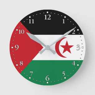 Flagge der Sahrawi Arabischen Demokratischen Repub Runde Wanduhr