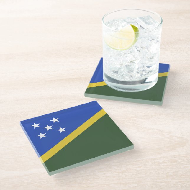 Flagge der Salomonen Glasuntersetzer (Schrägansicht)