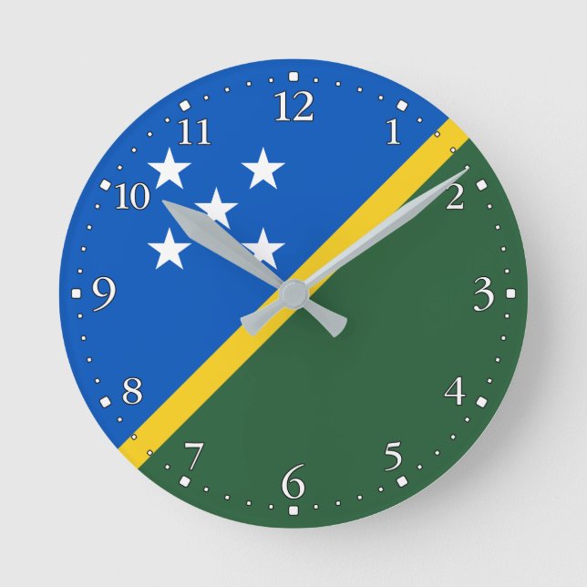 Flagge der Salomonen Runde Wanduhr (Vorderseite)