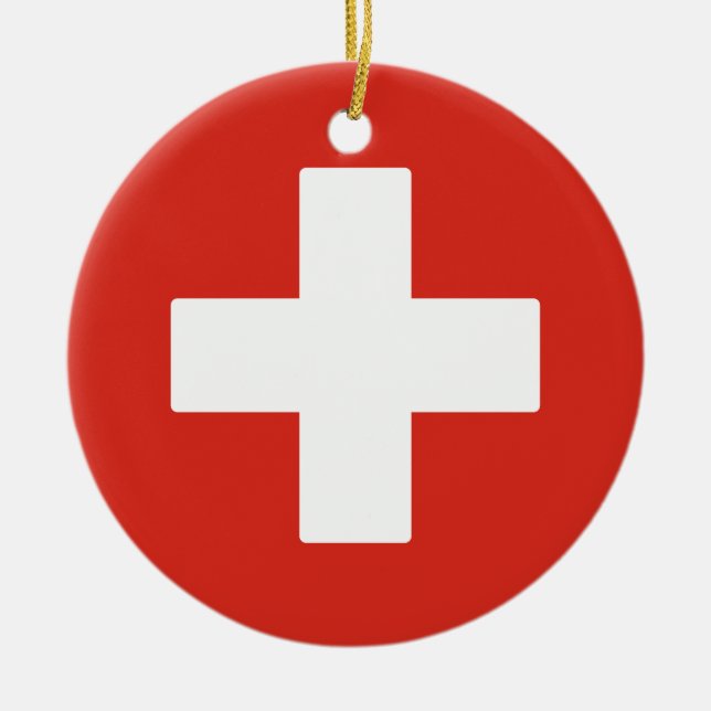 Flagge der Schweiz Keramik Ornament (Vorne)