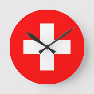 Flagge der Schweiz Runde Wanduhr