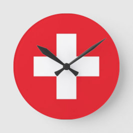Flagge der Schweiz Runde Wanduhr