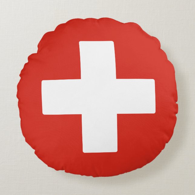 Flagge der Schweiz Rundes Kissen (Vorderseite)