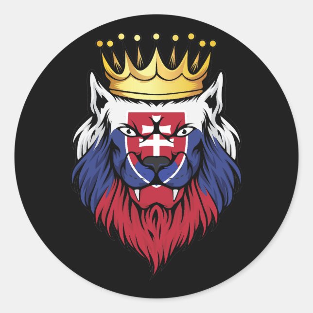 Flagge der Slowakei Lion King Runder Aufkleber (Vorderseite)