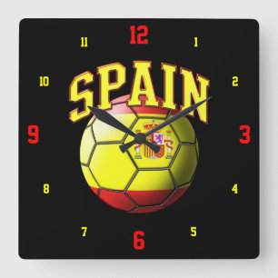 Flagge der Spanien-Fußball-Uhr Quadratische Wanduhr