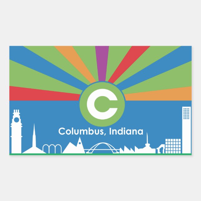 Flagge der Stadt Columbus Rechteckiger Aufkleber (Vorderseite)