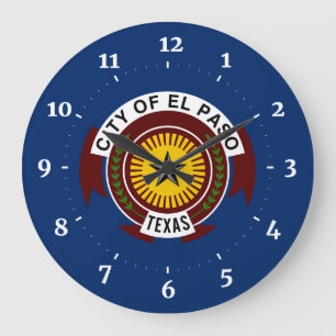 Flagge der Stadt El Paso, Texas Große Wanduhr