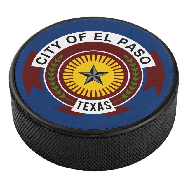 Flagge der Stadt El Paso, Texas Hockey Puck (3/4)