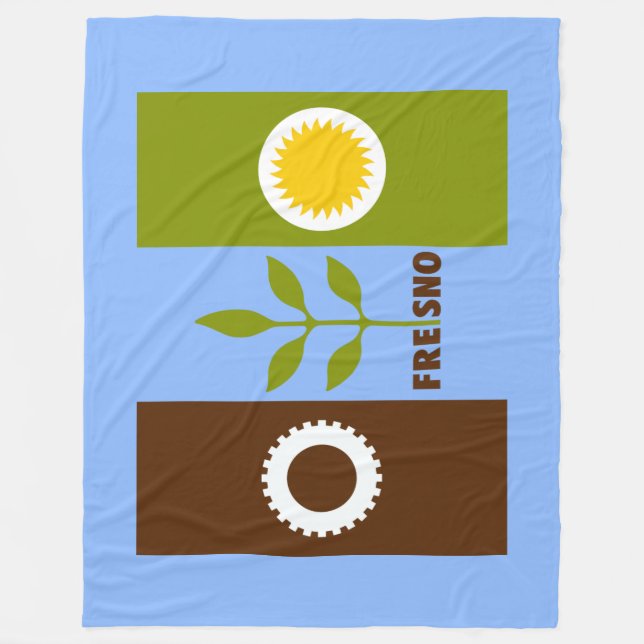 Flagge der Stadt Fresno Fleece-Decke Fleecedecke (Vorderseite)