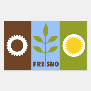 Flagge der Stadt Fresno, Kalifornien Rechteckiger  Aufkleber