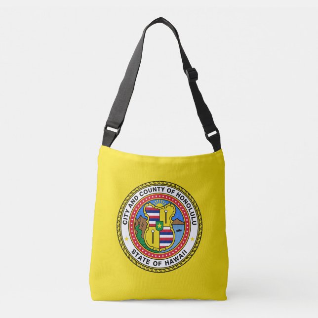 Flagge der Stadt Honolulu, Hawaii Crossbody Bag Tragetaschen Mit Langen Trägern (Vorderseite)