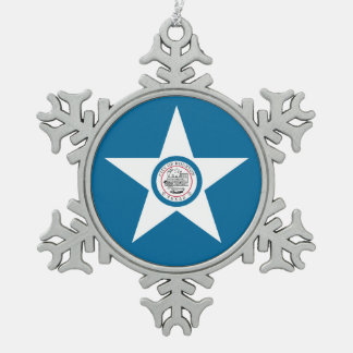 Flagge der Stadt Houston, Texas Snowflake Pewter C Schneeflocken Zinn-Ornament