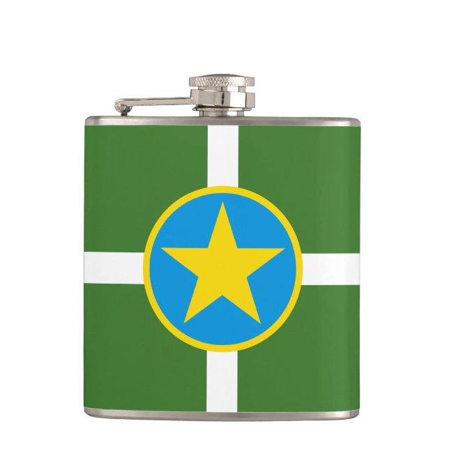 Flagge der Stadt Jackson, Mississippi Hip Flask Flachmann (Vorderseite)
