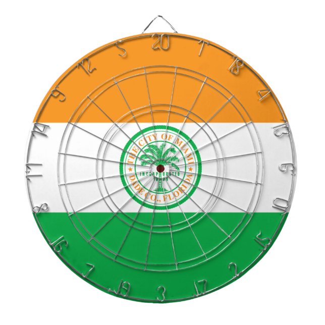 Flagge der Stadt Miami (Florida) Dartscheibe (vorne)