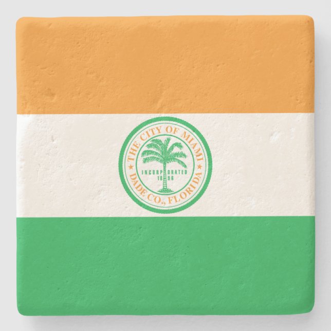 Flagge der Stadt Miami (Florida) Steinuntersetzer (Vorderseite)