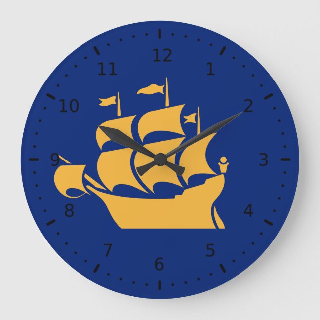 Flagge der Stadt Quebec Große Wanduhr (Vorderseite)