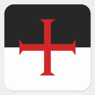 Flagge der Tempelritter Quadratischer Aufkleber