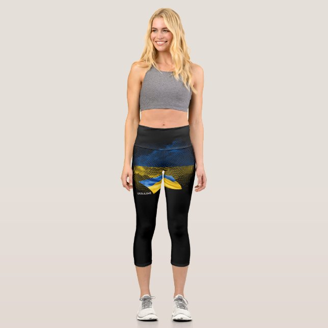 Flagge der Ukraine Capri Leggings (Vorderseite)