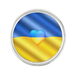 Flagge der Ukraine - Freiheit - Frieden - Solidari Anstecknadel