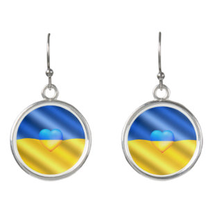 Flagge der Ukraine - Freiheit - Frieden - Solidari Ohrringe