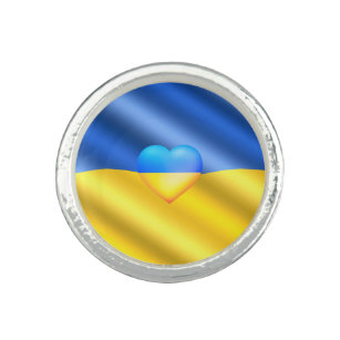 Flagge der Ukraine - Freiheit - Frieden - Solidari Ring