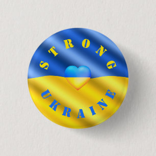 Flagge der Ukraine - Frieden - Solidarität im Herz Button