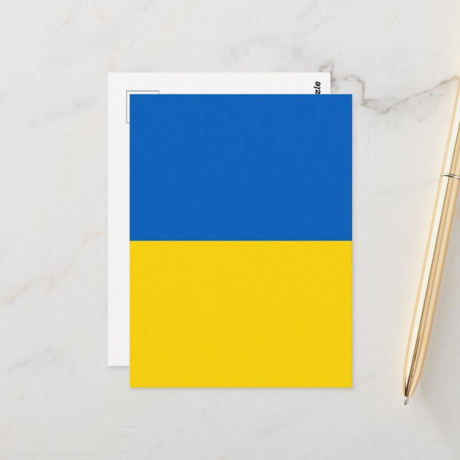 Flagge der Ukraine Postkarte (Vorderseite/Rückseite Beispiel)