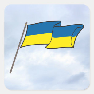 Flagge der Ukraine Quadratischer Aufkleber