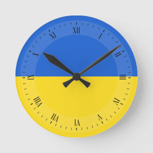 Flagge der Ukraine Runde Wanduhr