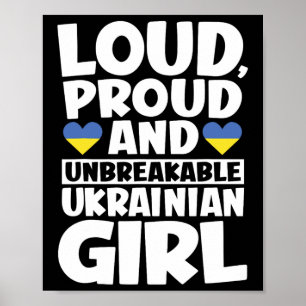 Flagge der Ukraine Stolze Ukrainer Männer und Frau Poster