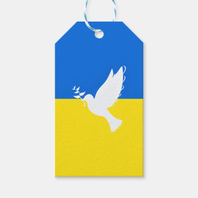 Flagge der Ukraine - Taube des Friedens - Freiheit Geschenkanhänger (Vorderseite)