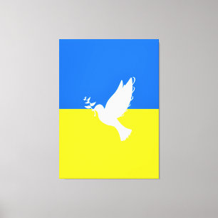 Flagge der Ukraine - Taube des Friedens - Freiheit Leinwanddruck