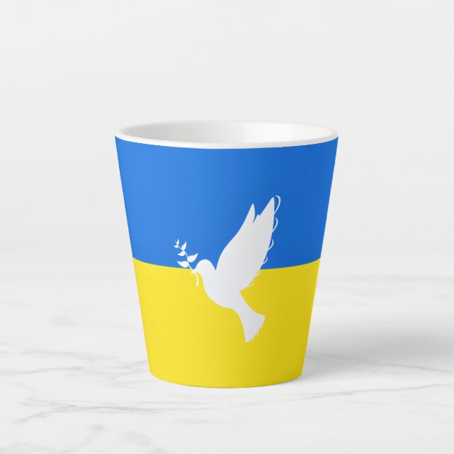 Flagge der Ukraine - Taube des Friedens - Freiheit Milchtasse (Vorderseite)