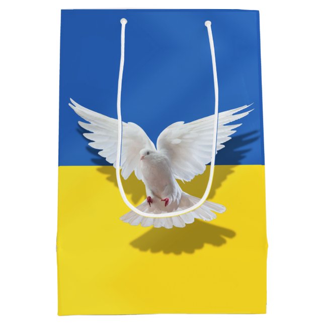 Flagge der Ukraine - Taube des Friedens - Freiheit Mittlere Geschenktüte (Rückseite)