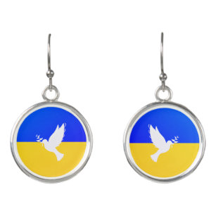 Flagge der Ukraine - Taube des Friedens - Freiheit Ohrringe