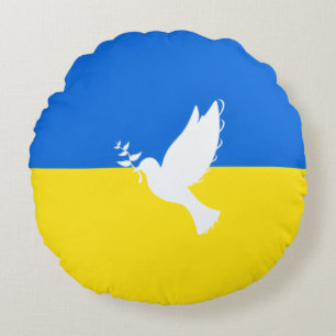 Flagge der Ukraine - Taube des Friedens - Freiheit Rundes Kissen