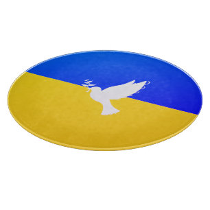 Flagge der Ukraine - Taube des Friedens - Freiheit Schneidebrett