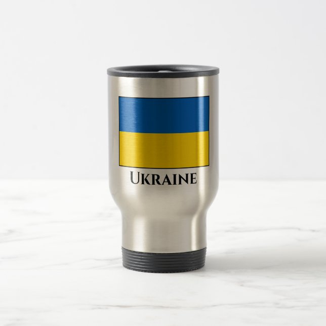 Flagge der Ukraine (Ukrainisch) Reisebecher (Mittel)