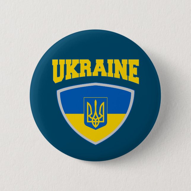 Flagge der Ukraine und Emblem Button (Vorderseite)