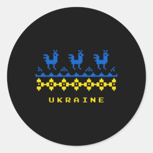 Flagge der Ukraine und traditionelles ukrainisches Runder Aufkleber