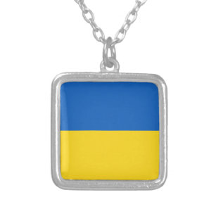 Flagge der Ukraine Versilberte Kette