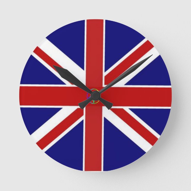 Flagge der Union Jack Pentagram Runde Wanduhr (Vorderseite)