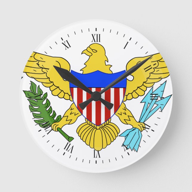 Flagge der US-Jungfrauen Runde Wanduhr (Vorderseite)