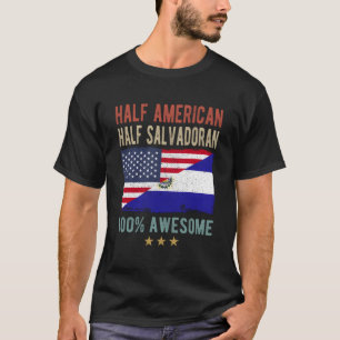 Flagge der USA El Salvador Halbamerikanischer Halb T-Shirt