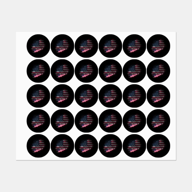 Flagge der USA Etiketten (Blatt)